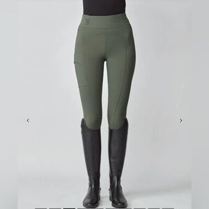 Yagya Green Compression Pull-On Breeches Size M High Rise Pocket